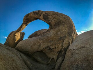 Beautiful shot of a natural rock frame in the Alabama Hills during a clear day