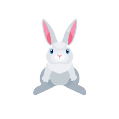 Obraz na płótnie Canvas Christmas Rabbits, easter gray bunny Isolated Sign Flat Style Vector Illustration Symbol on White Background