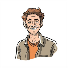 A man with a face and expression that is happy and full of joy