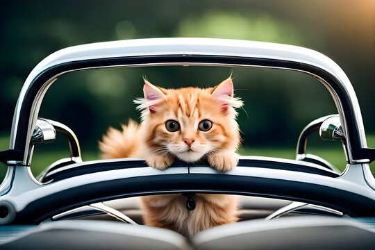 cute cat in car