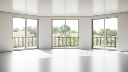 Obraz premium Large luxury modern bright interiors Living room mockup illustration 3D rendering computer digitally generated image