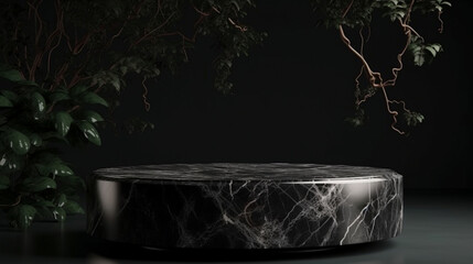 Luxury marble, blocks, cylindrical plinths, concept scenes, stage performances, products, creams, perfumes, with space for text. Modern surreal elements. Generative Ai.