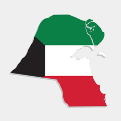 kuwait map with flag on gray background