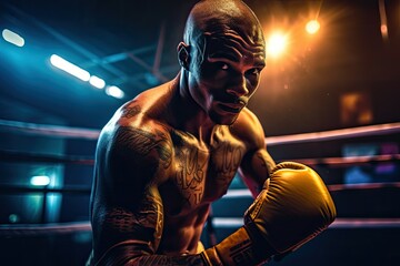 Fototapeta na wymiar The Unbeatable Fighter: A Boxer Generative AI