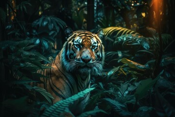 Sumatran Tiger prowling towards the camera, generative ai