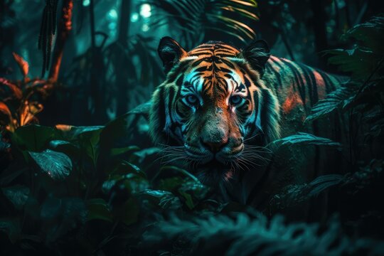 Sumatran Tiger prowling towards the camera, generative ai