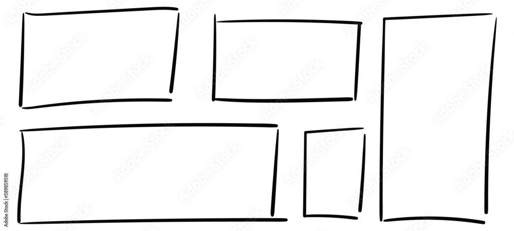 Wall mural rectangle frame line. square shape outline on hand draw style. vector illustration isolated