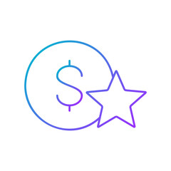 Coin with star, star rating, feedback gradient lineal icon. Finance, payment, invest finance symbol design.