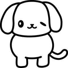 Kawaii dog vector linear illustration