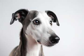 Obraz premium Portrait of Whippet dog in studio on white background. Generative AI