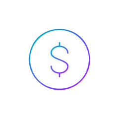 Coin, money, dollar gradient lineal icon. Finance, payment, invest finance symbol design.