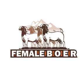 FEMALE BOER BREED GOAT LOGO, silhouette of great at farm vector illustrations