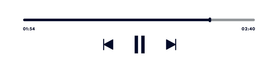 Music or video play bar icon on transparent background. Audio player for songs or podcast playlist. Play or pause button.Vector illustration © Viktoria