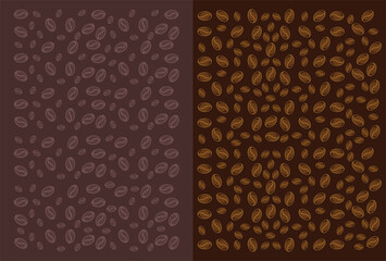 Seamless pattern of coffee beans in brown colors. Raster version.