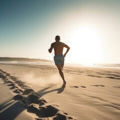 Fototapeta na wymiar person running on the beach