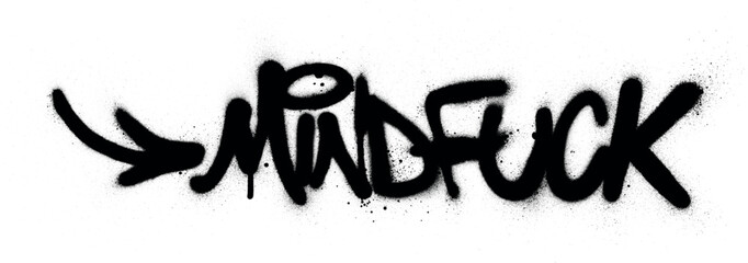 graffiti mindfuck word sprayed in black over white