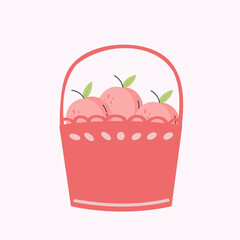Flat Design Illustration Peach in a Bag	