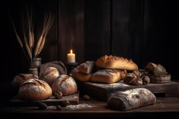 Fototapeta na wymiar Classic Handmade breads with wholesome natural ingredients