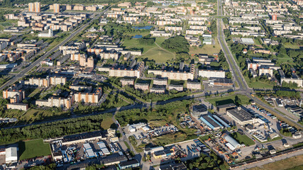 Klaipeda city from a bird's eye view, a sleeping quarter near the industrial zone