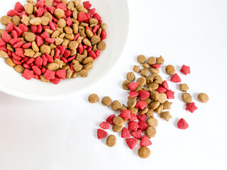Dog food ready to eat on the white  background