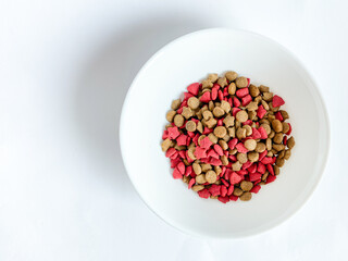 Dog food ready to eat on the white  background