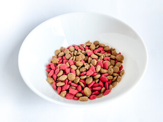 Dog food ready to eat on the white  background