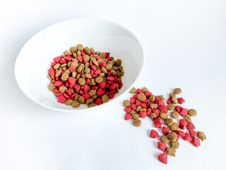 Dog food ready to eat on the white  background