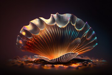 seashell on black background created using AI Generative Technology