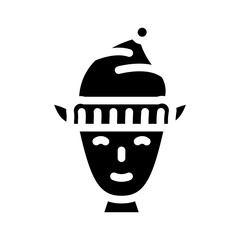 head elf christmas xmas glyph icon vector illustration