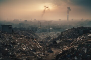 Fototapeta na wymiar Garbage Piles and Landfills: A Generative AI's View on Pollution