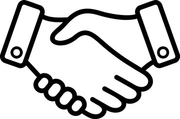 Linear vector icon of handshake of two hands as concept of trust, insight and partnership