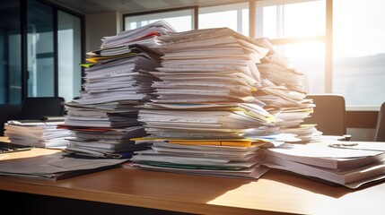 Overwhelmed with Paperwork, Managing a Heavy Workload at the Office. Generative ai