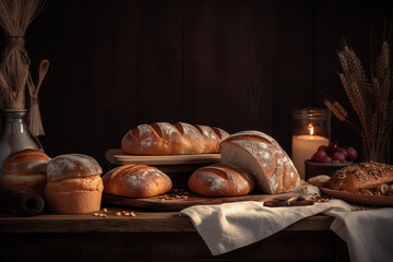 Obraz na płótnie Canvas Classic Handmade breads with wholesome natural ingredients