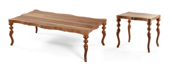 wooden coffee table isolated on white background 