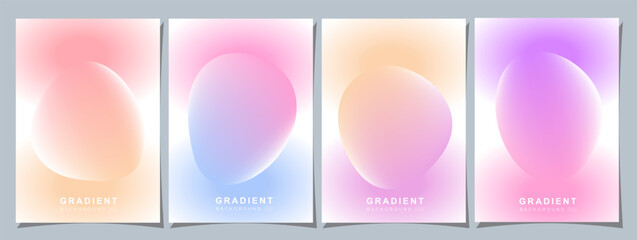 Set of creative covers or posters concept in modern minimal style for corporate identity, branding, social media advertising, promo. Minimalist cover design template with dynamic fluid gradient.