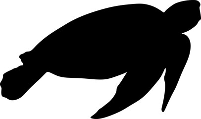 Sea turtle silhouette vector, Animal in black and white. illustration