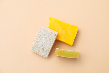 Soap - spa, beauty procedures and skin care concept, top view