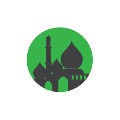 Obraz premium mosque logo template emblem design illustration eid al fitr circle vector