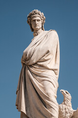 Famous white marble monument of Dante Alighieri, Florence, Italy