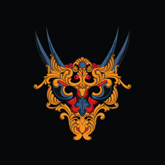 Dragon head ornament vector illustration