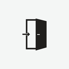 vector illustration of door icon on grey background