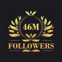 46M Followers celebration design. Luxurious 46M Followers logo for social media followers