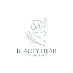 muslimah hijab logo template vector illustration design-vector