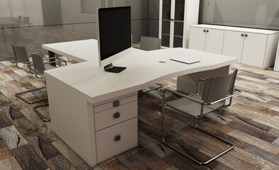 Modern meeting room. 3D rendering.