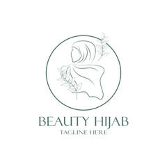 muslimah hijab logo template vector illustration design-vector