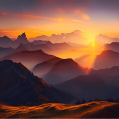 Mountain landscape at sunset
