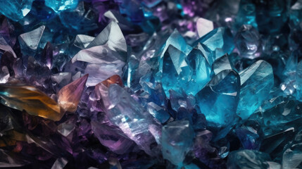 blue crystal quartz background - by generative ai