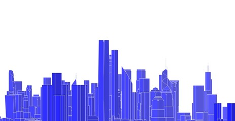 Fototapeta premium city skyline sketch 3d illustration