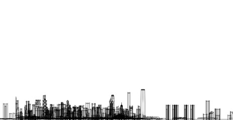 city skyline sketch 3d illustration