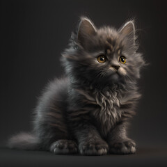 Fototapeta na wymiar Grey Cat With Yellow Eyes 2 - Generative AI
